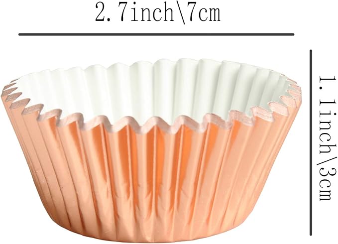 Rose Gold Foil Muffin Cupcake Liners case Baking Cups,Foil Cupcake Liners Standard Baking Cups Pack of 100 …