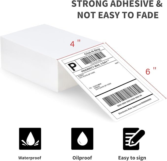 L LIKED 1000 4x6 Thermal Labels Fanfold, Direct Thermal Shipping Labels - Perforated and Strong Adhesive