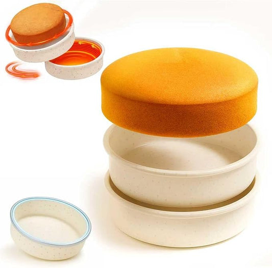 SJ 10 Inch Silicone Round Cake Pan with Metal Reinforced Frame Set of 2, Nonstick Silicone Cake Mold for Baking Suitable for Making Layers, Cheese & Chocolate Cakes