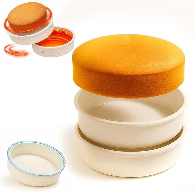 SJ 6 Inch Silicone Round Cake Pan with Metal Reinforced Frame Set of 2, Nonstick Silicone Cake Mold for Baking Suitable for Making Layers, Cheese & Chocolate Cakes