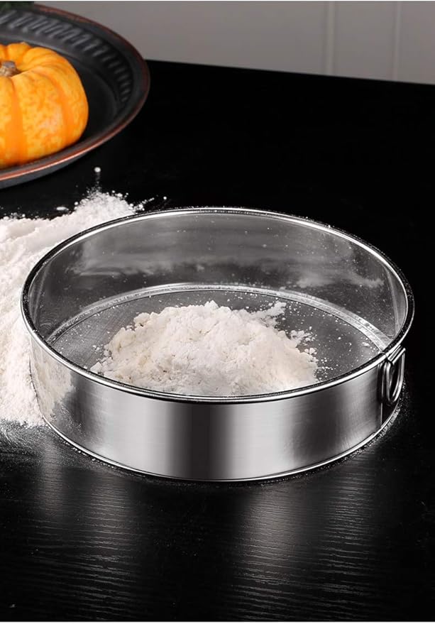 Falytemow Flour Sifter Round Flour Sieve Strainer with 40 Mesh Premium Rustproof Stainless Steel Fine Mesh for Baking 7.87 inch x 1.97 inch