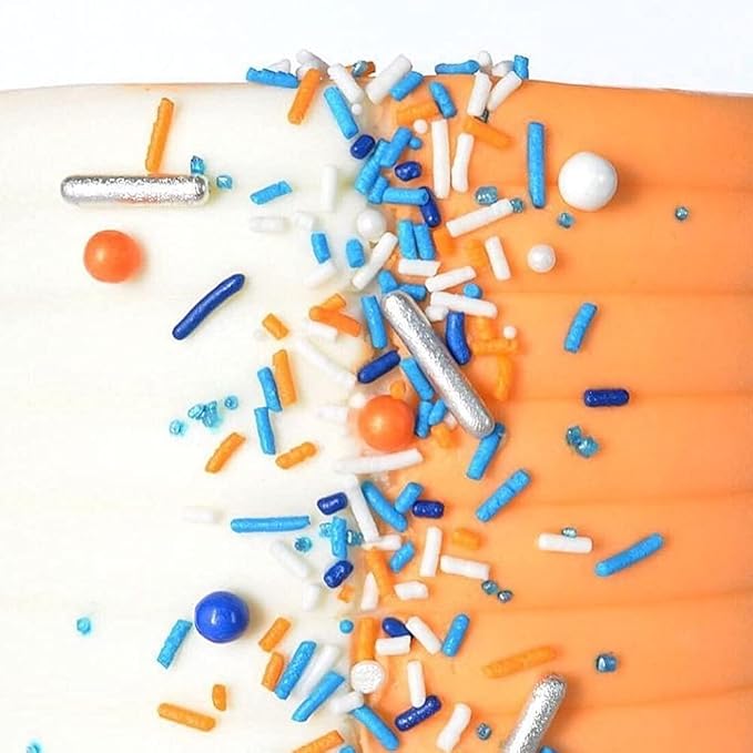 Sprinkles for Cake Decorating Edible Cake Decorations Fancy Orange Sprinkles & Blue Sprinkle for Cupcake Decorations Ice Cream Toppings, Cake Decorations Edible Cake Sprinkle for Cupcake Decorating