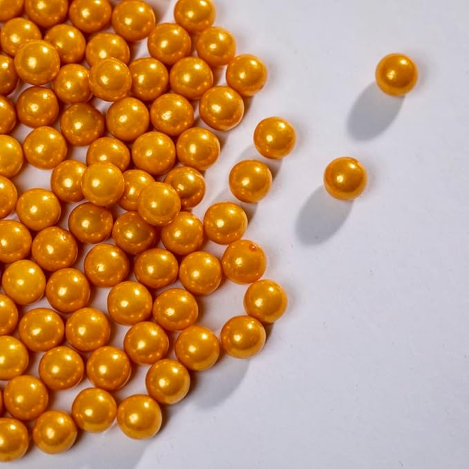Gold Sprinkles,Cake Sprinkles,Cookie Sprinkles,Sugar Pearl, Edible Candy Pearls 7mm 130g 4.6OZ for Cake Cupcake Decorationg (Gold7mm)