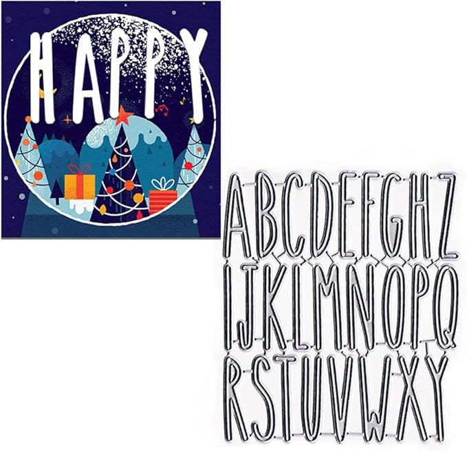Capital Alphabet Letters Die Cuts for Card Making, 26 Alphabet Words Cutting Dies Sets Letters Dies Stencils Embossing Template for Scrapbooking DIY Cards Album Crafts Supplies