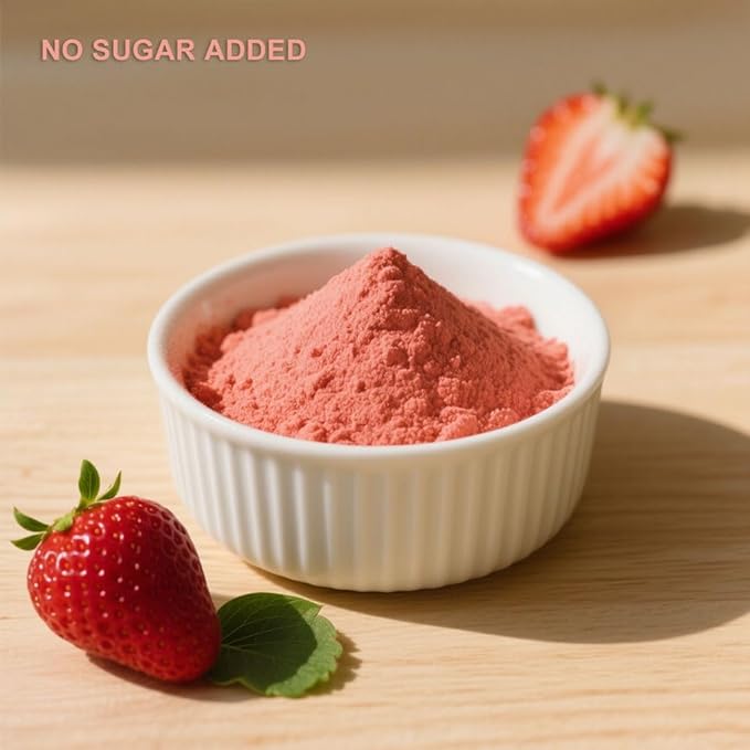 Mkostlich Freeze Dried Strawberries Powder, (3.52oz(100g) Strawberry Powder for Baking, Smoothies, Drinks, No Sugar Added