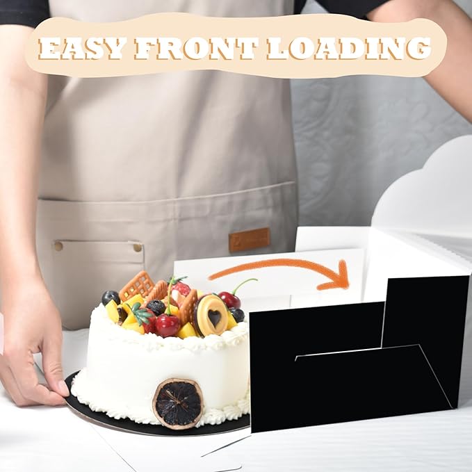 KPOSIYA 40pcs 8x8x5 inches Cake Boxes with Cake Boards（20 Boxes & 20 Boards）, Black 8 inch Cake Boxes with Window,Cajas Pasteles Square Cardboard Cake Containers for Christmas Thanksgiving