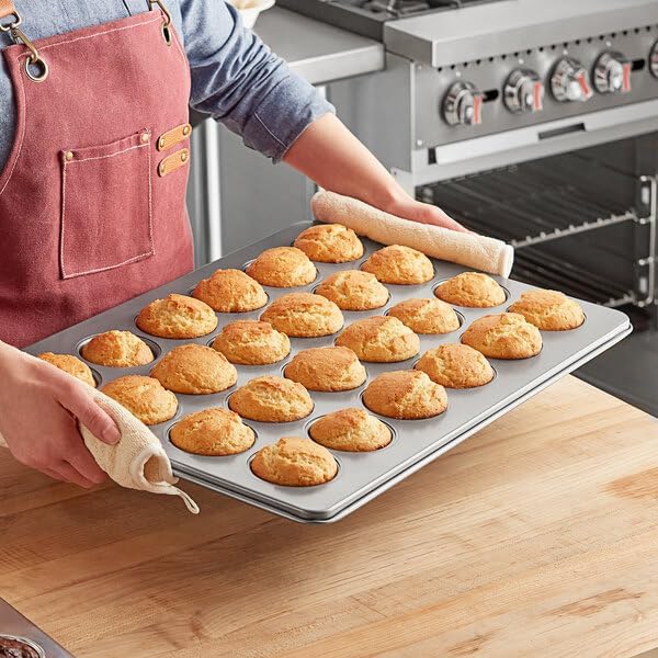 24-Cup Carbon Steel Muffin Pan, Non-Stick Silver Cupcake Baking Sheet, 21.5 x 15.5 Inch, 3.5 oz Capacity per Cup