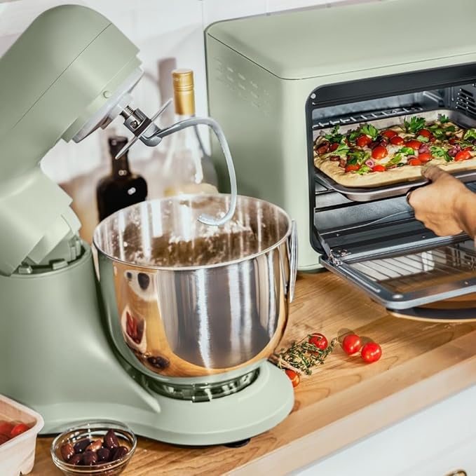 Beautiful 5.3QT 300W Stand Mixer with 12 Speeds, Tilt-Head, Splash Guard & Dishwasher-Safe Accessories, Soft Matte Finish – Mixes Up to 9 Dozen Cookies, Includes Dough Hook & Whisk (Sage Green)