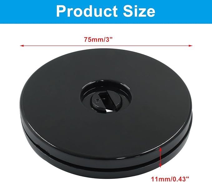 4PCS 3Inch Acrylic Lazy Susan Turntable Platter, Black Turntable Organizer Round Rotating Plate Revolving Display Base for Spice Rack Table Cake Cookie Decorating
