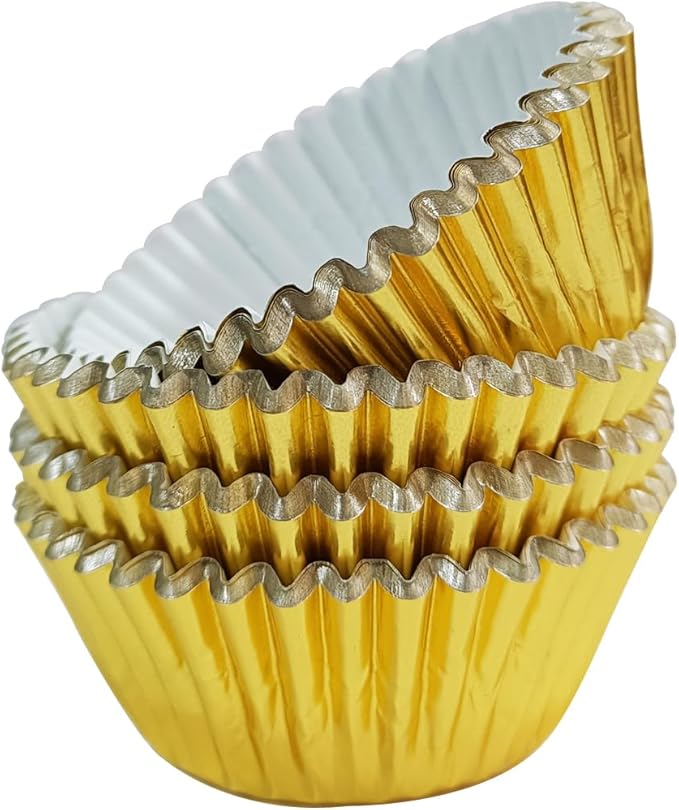 MEETINGU Bright Gold Cupcake Liners, Paper Foil Cupcake Liners Muffin Baking Cups for Standard Baking Cupcakes