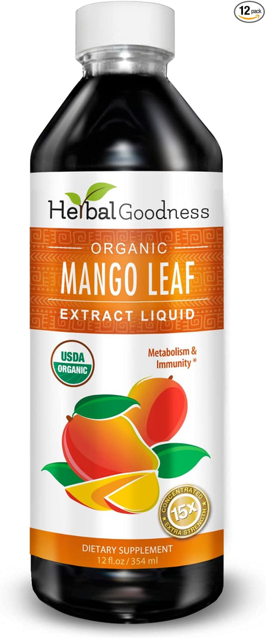 Mango Leaf Extract Liquid Organic - African Mango - Gut, Immunity, Digestive Support, General Wellness - Natural Supplements -12oz btl - Herbal Goodness