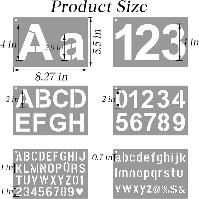 BAMIDELE Letter Stencils for Painting on Wood, 50 Pcs Alphabet Drawing Templates with Numbers, Signs, Flowers, Reusable Plastic Art Craft Stencils