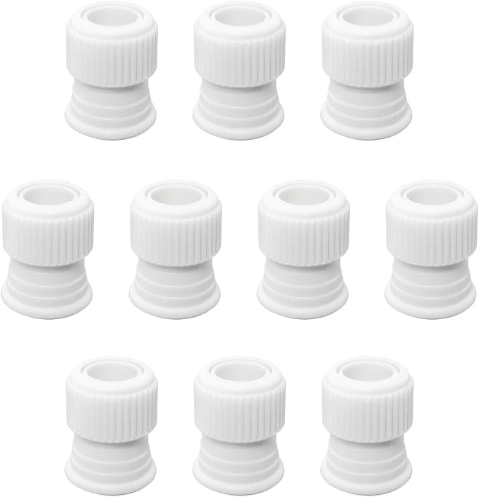 Plastic 10 Pcs Standard Couplers Cake Decorating Pipe Tip Couplers for Icing Nozzles, White