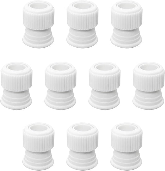 Plastic 10 Pcs Standard Couplers Cake Decorating Pipe Tip Couplers for Icing Nozzles, White