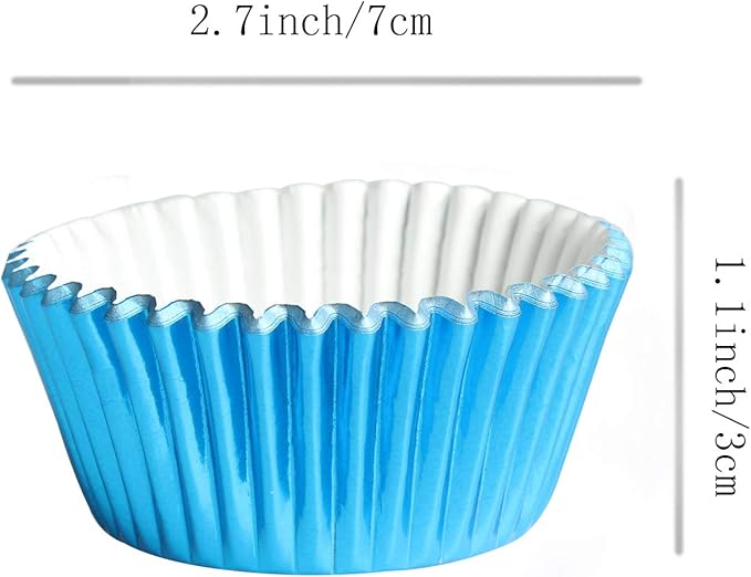 Blue-Foil Cupcake-Liners Paper-Baking-Cupcake,for different Parties, Weddings,Standard Sized(pack of 100） …