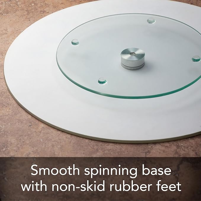 CounterArt Garden Bunny 4mm Tempered Glass Lazy Susan Turntable 13" Diameter Condiment Caddy Cake Plate Pizza Server