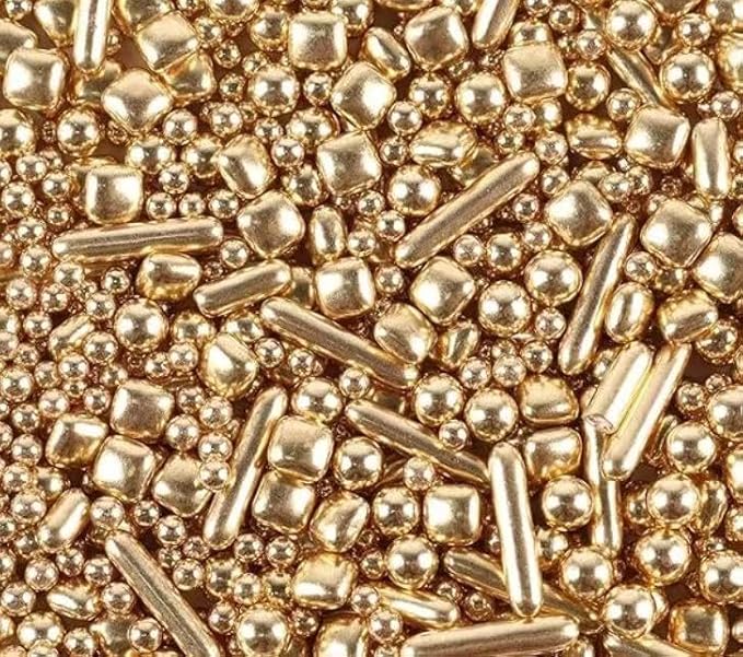 Gold Dragees Sprinkles Sprinkles for Cake Decorating, Gold Pearl Sugar Cupcake, Cookies, Ice Cream Toppings, 120g/ 4.2 Ounces Cake Decorations Baking for Christmas Wedding Shower, New Year’S Eve