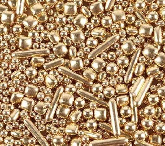 Gold Dragees Sprinkles Sprinkles for Cake Decorating, Gold Pearl Sugar Cupcake, Cookies, Ice Cream Toppings, 120g/ 4.2 Ounces Cake Decorations Baking for Christmas Wedding Shower, New Year’S Eve