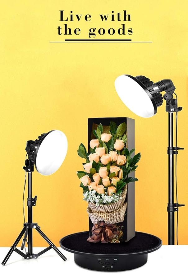 JAYEGT Motorized Rotating Display Stand, 7.87inch /17.6lbs Load, 360 Degree Electric Rotating Turntable for Photography Products, Jewelry, 3D Model ,with 5 Colors Backgrounds- Black