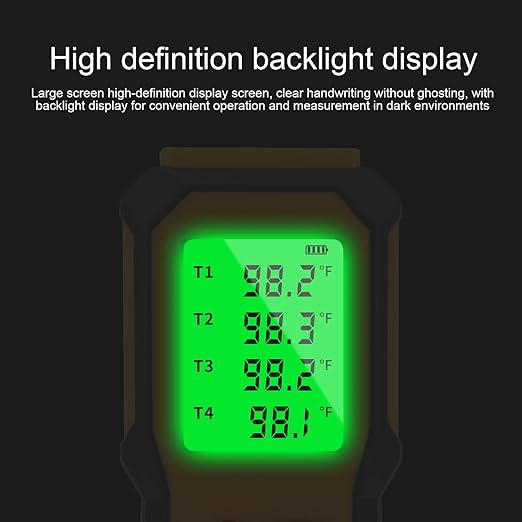 4-Channel K-Type Temperature Thermometer with LCD Backlight Measurement Range- 328℉-2501℉,YMZMeter Data Logger Comes 4 PCS Thermocouple Probe Sensor -104℉-752 ℉ 9V Battery Included.