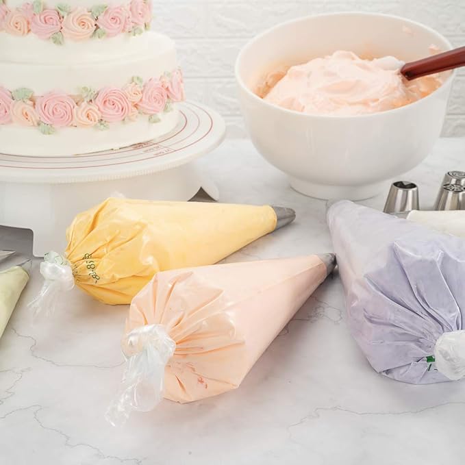 Restaurantware Pastry Tek 18 Inch Piping Bags 100 For Icing Pastry Bags - Disposable Food Grade Clear Plastic Decorating Bags Non Slip For Frosting Cupcakes Cakes And Pies