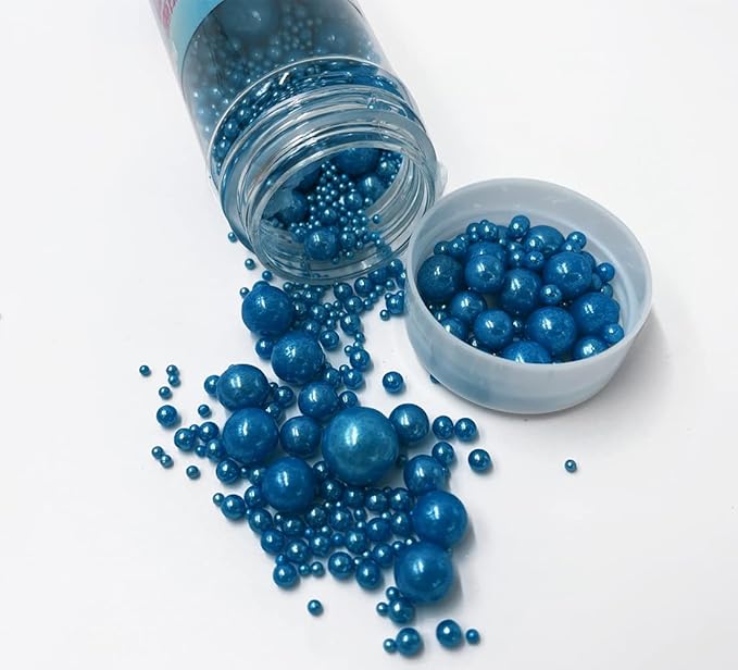 Sprinkles Edible Navy Rolay Blue Pearl Sugar Candy Cupcake Cake Topper 120g/ 4.2oz, Christmas Decorative Glitter Sprinkle Mix for Baking, Cake and Cookie Decorating