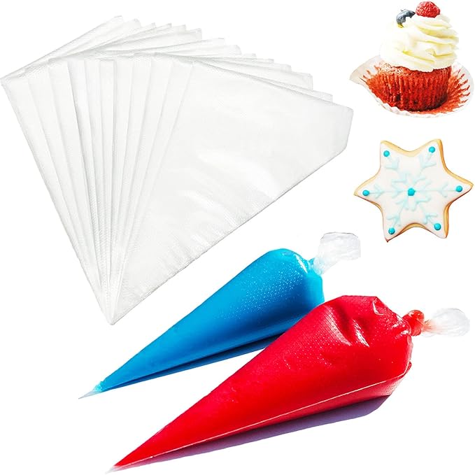 Tipless Piping Bags Disposable,100Pcs 14Inch Pastry Bags for Royal Icing and Frosting and Cake Decorating,Thick,Non-slip for all Size Tips and Couplers,Cakance