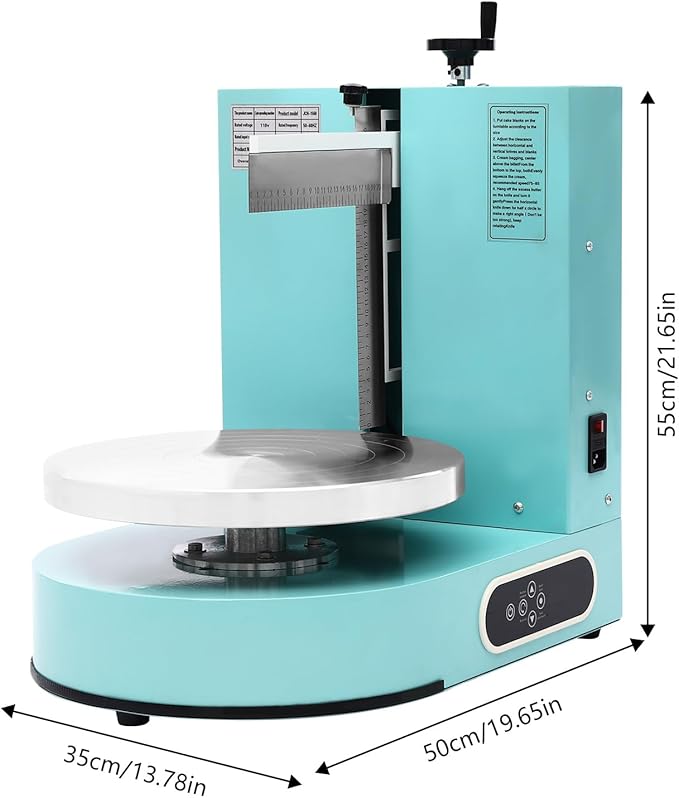 Cake Decorating Machine, 200W Automatic Cake Cream Spreading Machine for 4-12 Inch Cake Icing Machine, Adjustable Scrapers,Low Noise Cake Frosting Machine, for Cake Shops, Dessert Shops (Green)