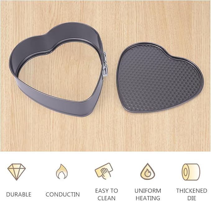 3pcs Heart Shaped Springform Cake Pans, Non Stick Cheesecake Pans Set with Easy Release Base & Secure Lock, 20cm 22cm 24cm Baking Tin Cake Mould for Small Pizza Pie(COLOR:Black)