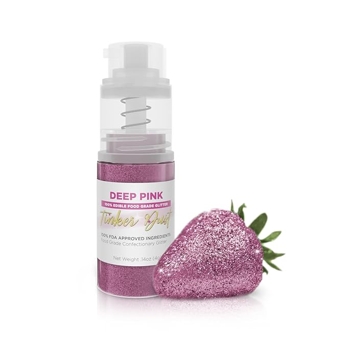 Bakell - Deep Pink Tinker Dust Edible Glitter (4g, 1x Mini Spray Pump) Food, Desserts, and Beverages!