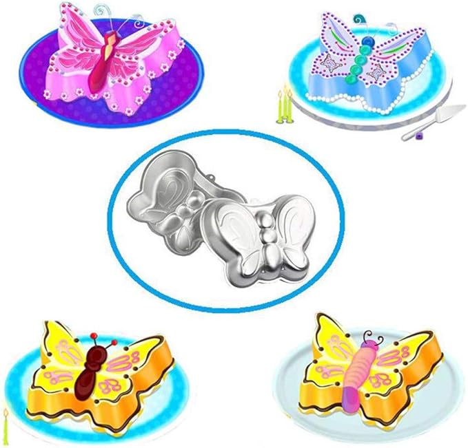 Ulalaza Butterfly Cake Pan 3D Aluminum Cake Mould Wedding Christmas Birthday Cake Baking Pan
