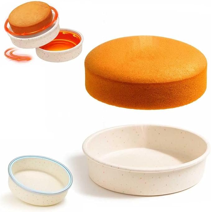 SJ 8 Inch Silicone Round Cake Pan with Metal Reinforced Frame 1Pack, Nonstick Silicone Cake Mold for Baking Suitable for Making Layers, Cheese & Chocolate Cakes