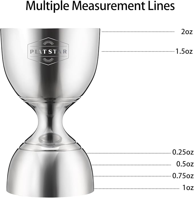 Cocktail Measuring Jigger, Shot Measure Double Jigger with Measurements inside, Bar Jigger Liquor Alcohol Measuring, Bell Jigger for Bartending, 2 oz 1 oz Bartender Jigger Stainless Steel