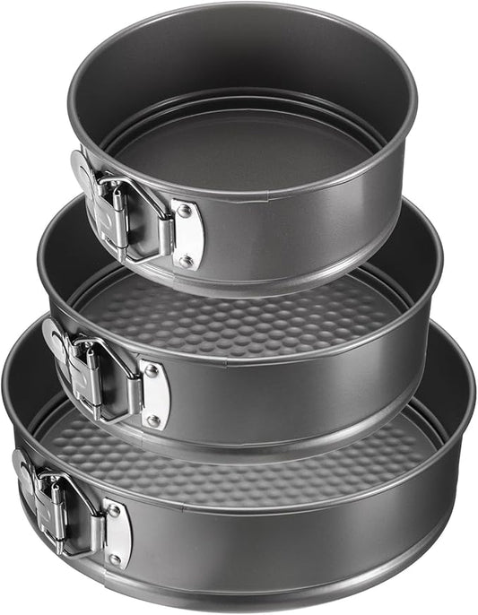 uxcell 6/8/9 Inch Springform Pan Nonstick Cake Pan with Removable Bottom Round Leakproof Cake Baking Pans Molds for Baking, Cheese Cakes, Pizza, Biscuits, Black