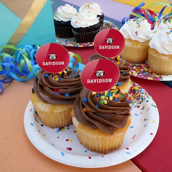 Davidson College Primary Logo Cupcake Picks Toppers Decoration Set of 6