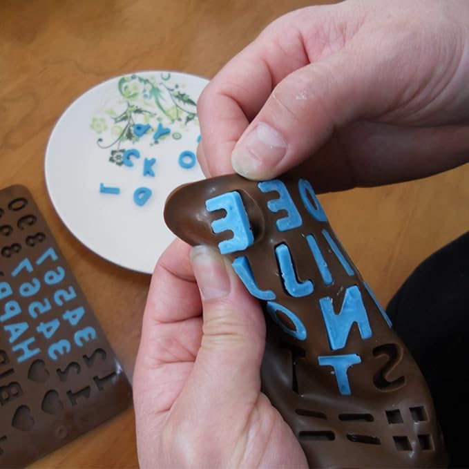 Silicone Letter Number Molds,Reusable Chocolate Molds with Happy Birthday Cake Decorating Symbols(Brown 2pcs)