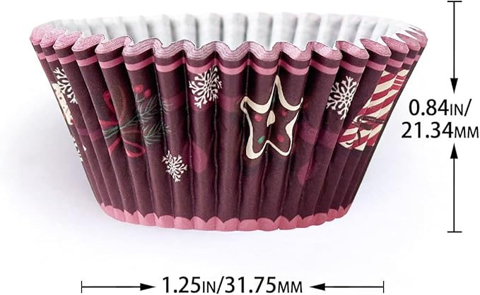 qiqee Christmas Cupcake Liners Muffin Liners for Graduation 300-Count 6 Original Design Christmas Gingerbread Man No Smell, Food Grade Baking Cups Paper(Small Size)