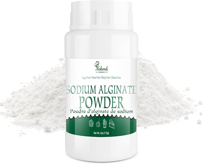 4oz Sodium Alginate Powder, 100% Pure Sodium Alginate for Thickening, Food Grade Gelling Agent for Making Luxurious Caviar Spheres, Ice Cream and More, Vegan Stabilizer for Baking, Non-GMO and Vegan