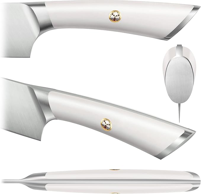 Cangshan ELBERT Series German Steel Forged Cleaver Knife Block Sets, Acacia (3-Piece, White)