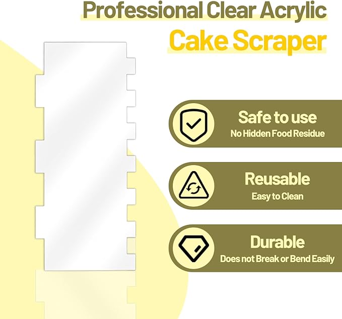 Clear Acrylic Cake Scraper Smoother, Cake Smoother for Icing, Cake Scraper, Cake Stripes Edge Contour Comb for Cream Decorating Kitchen Baking Tool, Mousse Pastry Cutter, DIY