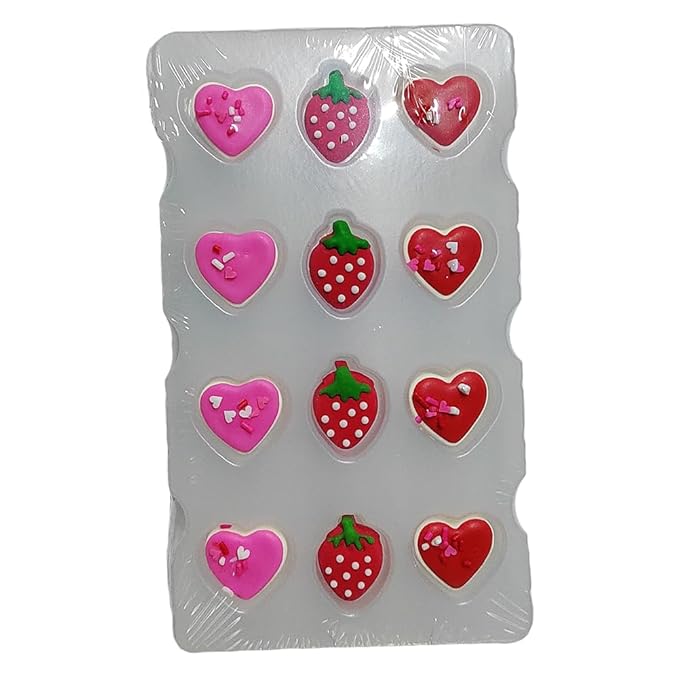 Edible Candy Red Pink Heart Strawberry Dessert Sprinkles Party Cookie DIY Cake Cupcake Topper Icing Frosting Decoration Valentine Supplies
