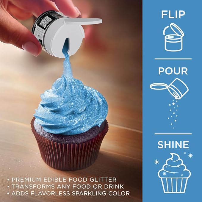 Bakell - Deep Blue Tinker Dust (5g, 1x Jar) Edible Glitter for Food, Desserts, and Beverages!