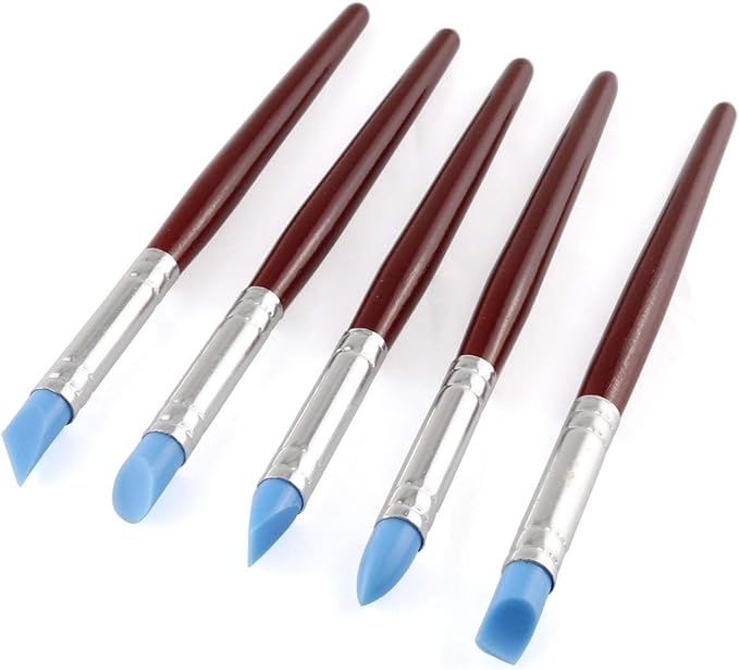 E-outstanding Clay Shaping Tool 5PCS 5 Size Rubber Tip Silicon Brushes Pottery Clay Pen Shaping Carving Tools Clay Sculpting Shaper