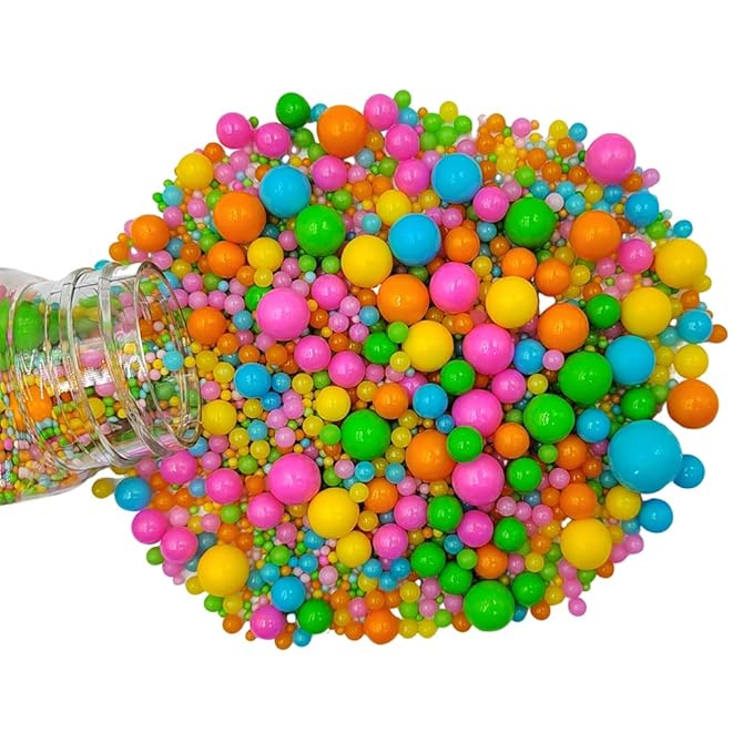 Edible Pearl Sugar Sprinkles Rainbow Candy Mixing Size Baking Edible Cake Decorations Cupcake Toppers Cookie Decorating Celebrations Wedding Valentines Easter Halloween Christmas Supplies 120g/ 4.23oz