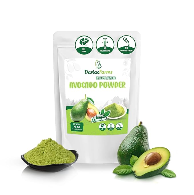 DARLAC FARMS Freeze Dried Avocado Powder 4Oz, Natural ingredients, Nutrient-rich, Vegan, No Add Sugar, Preservative-free, Convenient zip-lock Pouch, Perfect for Smoothies, Baking, Seasoning
