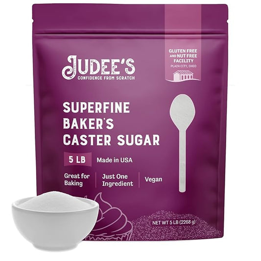 Judee's Gluten Free Superfine Caster Sugar - Ideal Caster Sugar for Baking Delicate Desserts - Gluten-Free Resealable Pouch - 80 oz, Pack of 1
