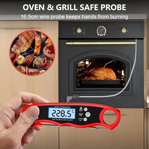 Meat Thermometer Digital, Instant Read Food Thermometer with Dual Probe, Backlight LCD Display, Calibration Function, Kitchen Accessories for BBQ Grill, Christmas Stocking Stuffers for Men