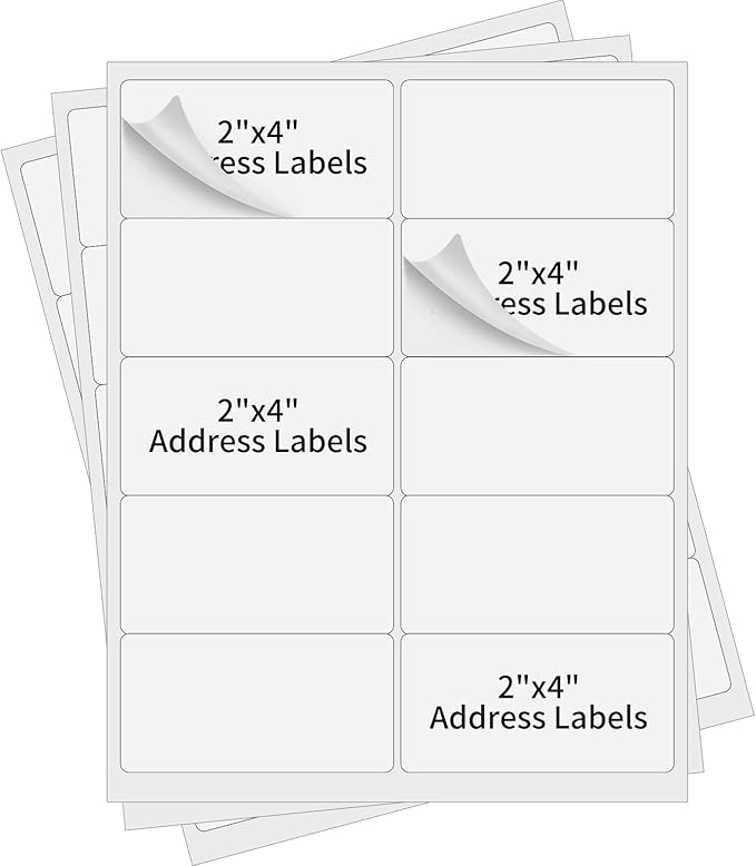 2" x 4" Shipping Labels,10 UP Address Labels,2x4 Label Sticker Paper for Laser/Inkjet Printer,Permanent Adhesive Mailing Label(1000 Sheets)