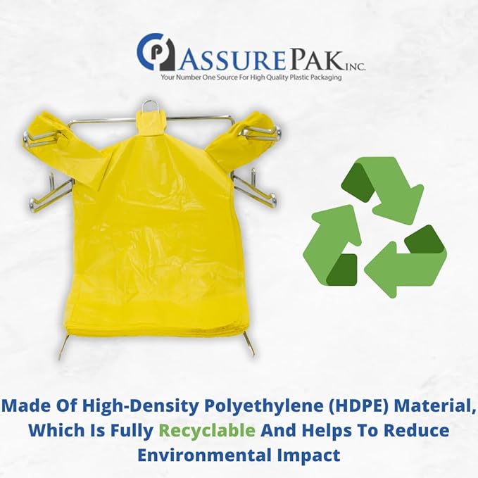 ASSUREPAK Colored Unprinted HDPE T-Shirt Bags - 200 Bags - 1/6 BBL 11.5"X6"X21" - 200 Units - 13 microns - Yellow - Perfect for Groceries, Shopping, Boutique Bags and Retail Stores LOOP-YELLOW