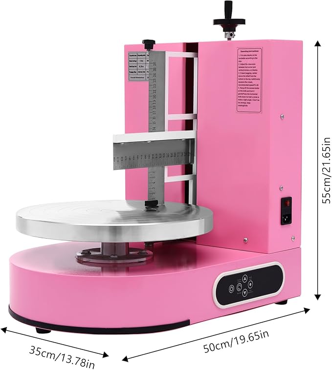 LOYALHEARTDY 200W Cake Spreading Machine with Turntable,Cake Turntable Adjustable Spatula, Touch Control, Cake Icing Machine, Pink - Perfect for Professional Cake Decorating,Pink
